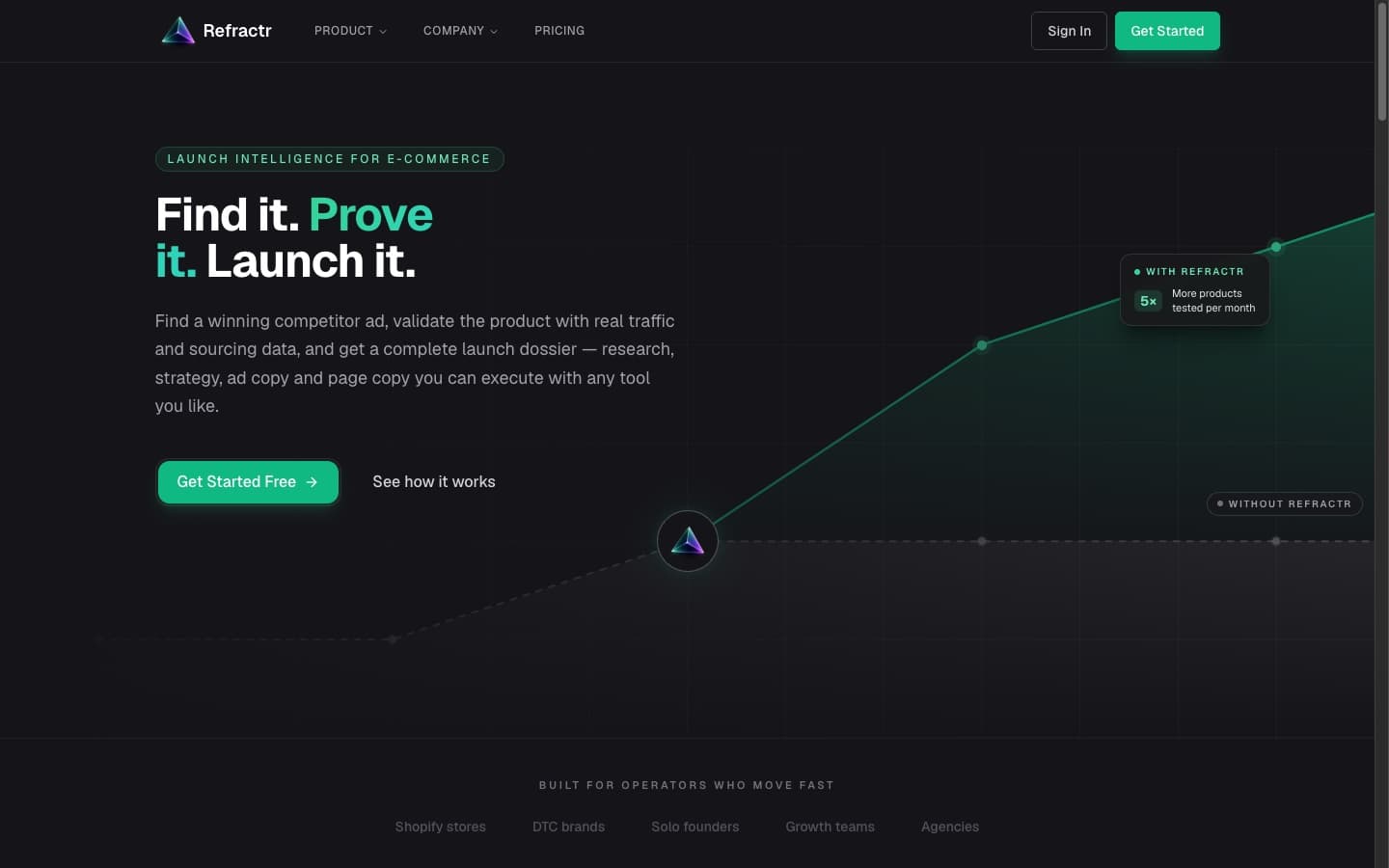 Refractr AI homepage